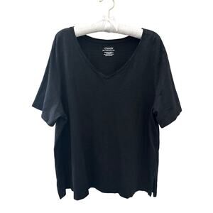 CHICO’S Ultimate Tee Black Modal V Neck Top Relaxed Soft Basic | Size 4 XXL